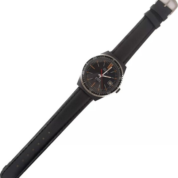 Vintage Jules Racine Diver Style Men's Quartz Wristwatch Swiss Made Steel & PVD - Picture 5 of 7